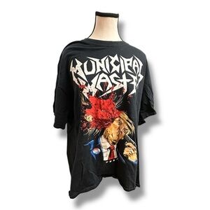 Women’s Unisex XL Anti MAGA Municipal Waste Donald Trump Black Tee XL